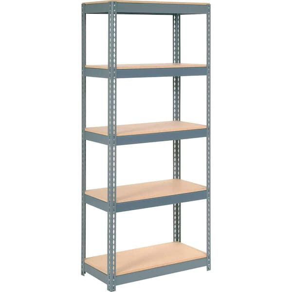 Extra Heavy Duty Shelving 36W x 18D x 60H With 5 Shelves, Wood Deck, Gry